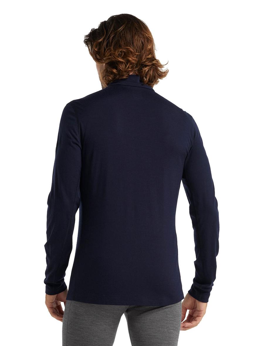 Midnight Navy Icebreaker Merino 200 Oasis Long Sleeve Half Zip Thermal Top Men's Base Layers | AU 1359OKIR